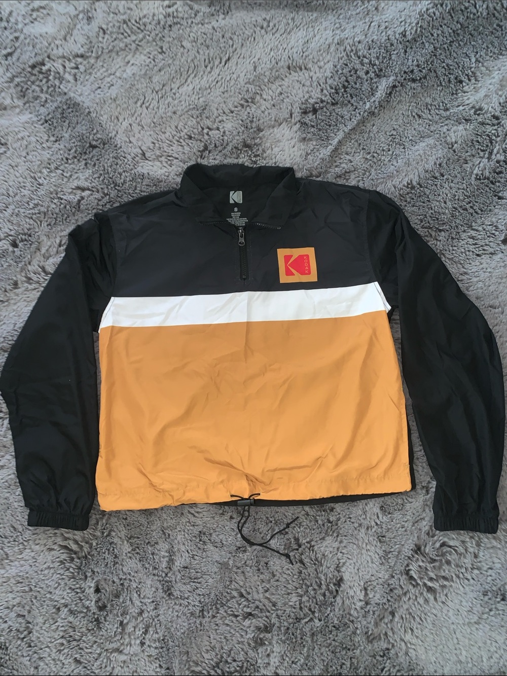 Kodak Black White Gold Colorblock Quarter-Zip Windbreaker